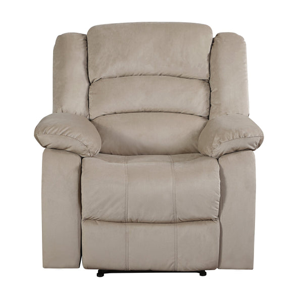 English Elm Global Transitional Microfiber Recliner Chair Beige with Lumbar Support, Stainless Steel Base, Plush Foam Comfort (48x40x42) B05777775