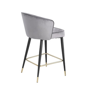 English Elm Contemporary Velvet Channel Tufted Counterstool with Gold Tipped Metal Legs for Kitchen Bar Gray W156769751