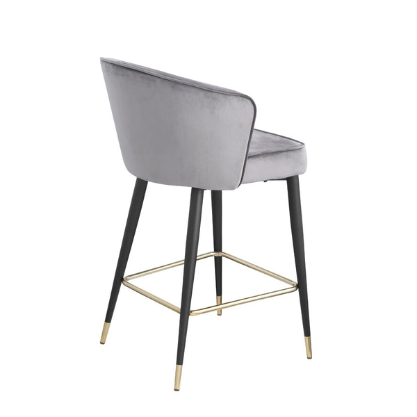 English Elm Contemporary Velvet Channel Tufted Counterstool with Gold Tipped Metal Legs for Kitchen Bar Gray W156769751