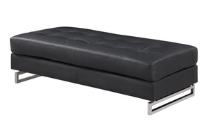 English Elm Global United Oversized Genuine Leather Ottoman with Chrome Legs for Luxurious Comfort and Style Black B05777931