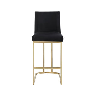 English Elm Woker Velvet Counter Stool with Gold Tipped Black Metal Legs for Kitchen Island Black W156769740