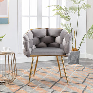 English Elm Luxury Velvet Accent Chairs Set of 2 with Gold Legs for Bedroom or Vanity Gray W1170109318