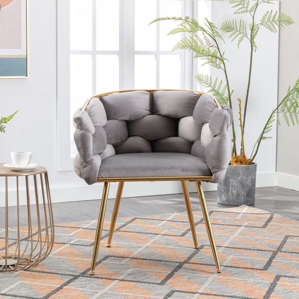 English Elm Luxury Velvet Accent Chairs Set of 2 with Gold Legs for Bedroom or Vanity Gray W1170109318