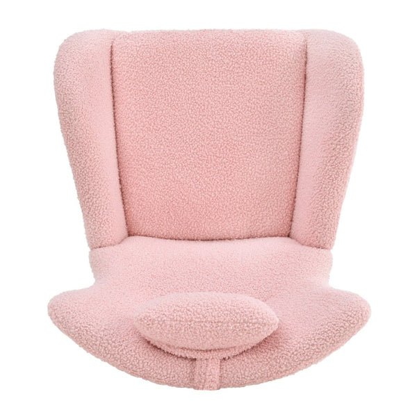 English Elm Rocking Glider Chair Teddy Upholstered High Back with Adjustable Headrest for Nursery W680127263