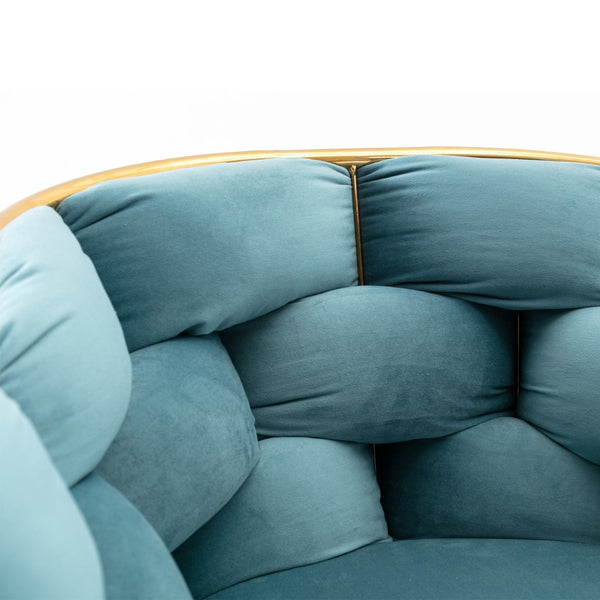 English Elm Luxury Velvet Accent Chairs Set of 2 with Gold Legs for Bedroom or Vanity Blue W1170109326