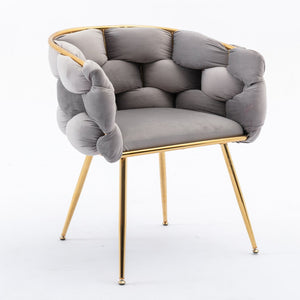 English Elm Luxury Velvet Accent Chair Sculptural Curved Seat for Bedroom Vanity or Sitting Area Gray W117067861