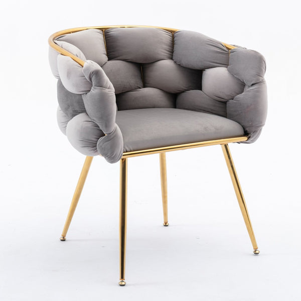 English Elm Luxury Velvet Accent Chair Sculptural Curved Seat for Bedroom Vanity or Sitting Area Gray W117067861