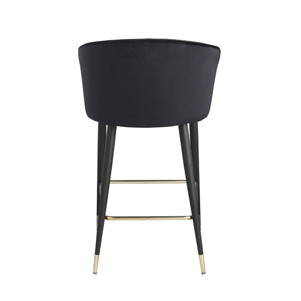 English Elm Contemporary Velvet Channel Tufted Counterstool with Gold Tipped Metal Legs for Kitchen Bar Black W156769750