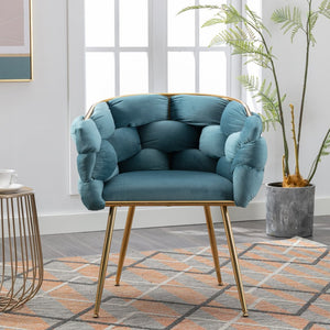 English Elm Luxury Velvet Accent Chairs Set of 2 with Gold Legs for Bedroom or Vanity Blue W1170109326