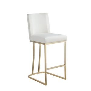 English Elm Woker Velvet Counter Stool with Gold Tipped Black Metal Legs for Kitchen Island Creamy White W156769738