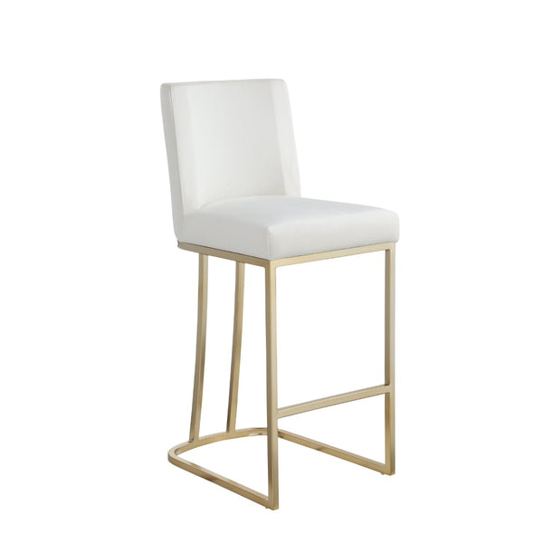 English Elm Woker Velvet Counter Stool with Gold Tipped Black Metal Legs for Kitchen Island Creamy White W156769738
