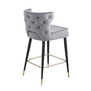 English Elm Woker Velvet Counter Stool with Gold Tipped Black Metal Legs for Kitchen Island W156769747