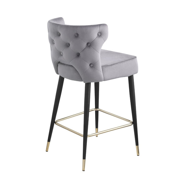 English Elm Woker Velvet Counter Stool with Gold Tipped Black Metal Legs for Kitchen Island W156769747