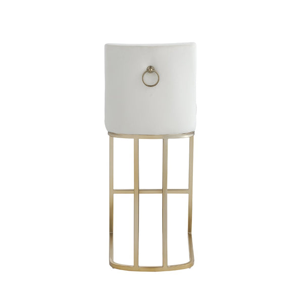 English Elm Woker Velvet Counter Stool with Gold Tipped Black Metal Legs for Kitchen Island Creamy White W156769738