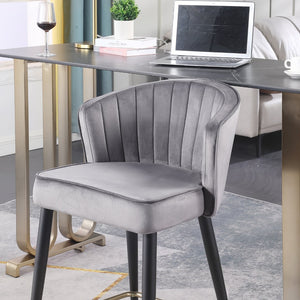English Elm Contemporary Velvet Channel Tufted Counterstool with Gold Tipped Metal Legs for Kitchen Bar Gray W156769751
