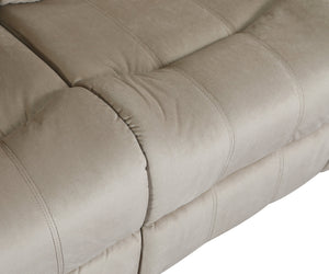 English Elm Global Top Grain Italian Leather Power Reclining Loveseat with USB Charger, Chrome Legs, High-Density Foam Cushioning Beige B05777777