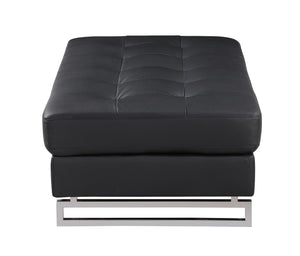 English Elm Global United Oversized Genuine Leather Ottoman with Chrome Legs for Luxurious Comfort and Style Black B05777931