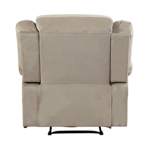 English Elm Global Transitional Microfiber Recliner Chair Beige with Lumbar Support, Stainless Steel Base, Plush Foam Comfort (48x40x42) B05777775
