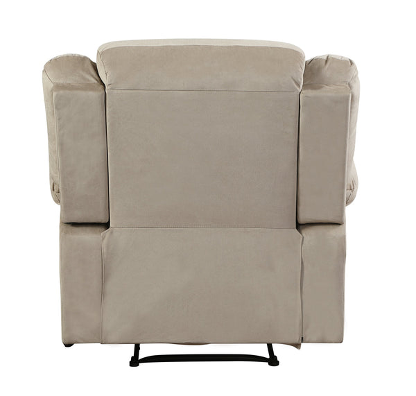 English Elm Global Transitional Microfiber Recliner Chair Beige with Lumbar Support, Stainless Steel Base, Plush Foam Comfort (48x40x42) B05777775
