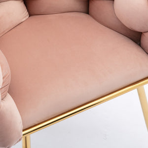 English Elm Luxury Velvet Accent Chairs Set of 2 with Gold Legs for Bedroom or Vanity Pink W1170109319