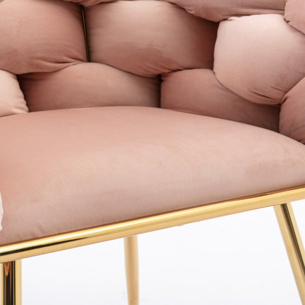 English Elm Luxury Velvet Accent Chairs Set of 2 with Gold Legs for Bedroom or Vanity Pink W1170109319