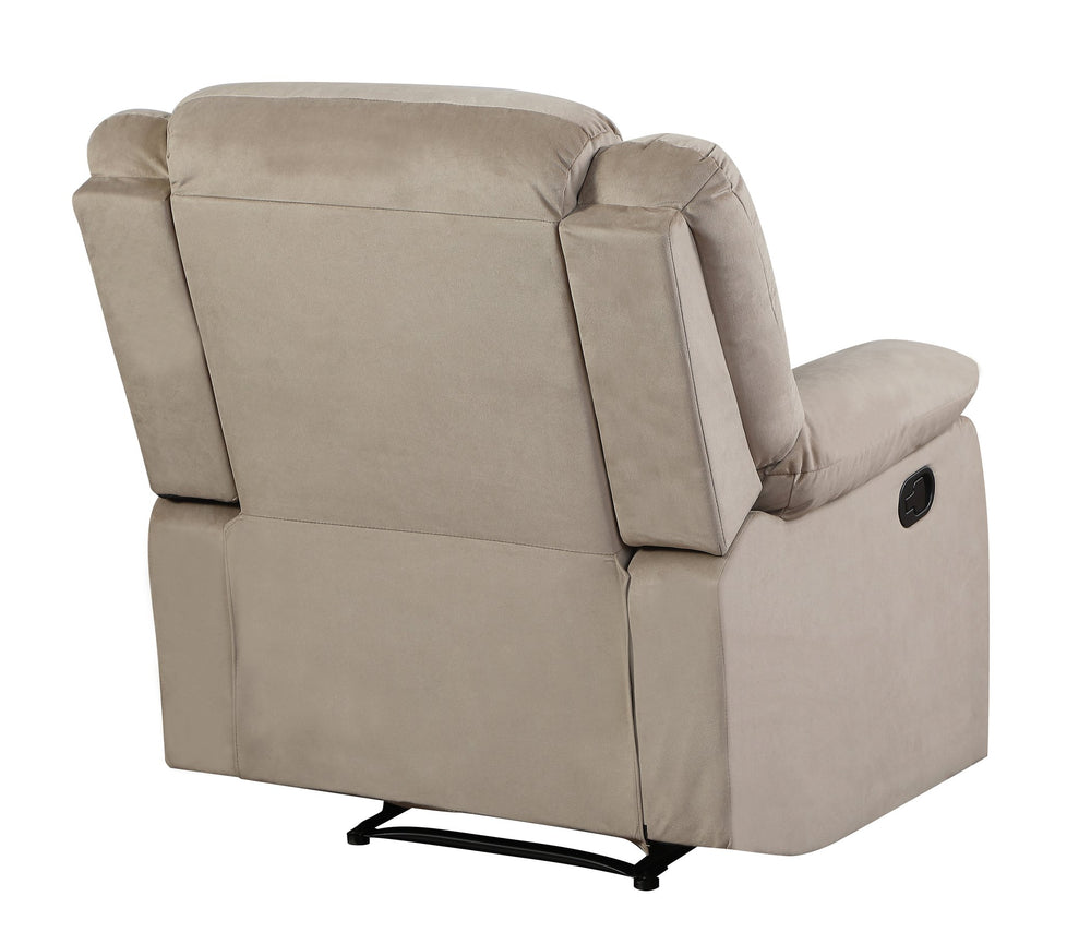 English Elm Global Transitional Microfiber Recliner Chair Beige with Lumbar Support, Stainless Steel Base, Plush Foam Comfort (48x40x42) B05777775