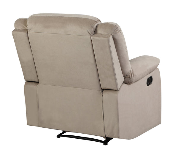 English Elm Global Transitional Microfiber Recliner Chair Beige with Lumbar Support, Stainless Steel Base, Plush Foam Comfort (48x40x42) B05777775