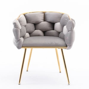 English Elm Luxury Velvet Accent Chair Sculptural Curved Seat for Bedroom Vanity or Sitting Area Gray W117067861