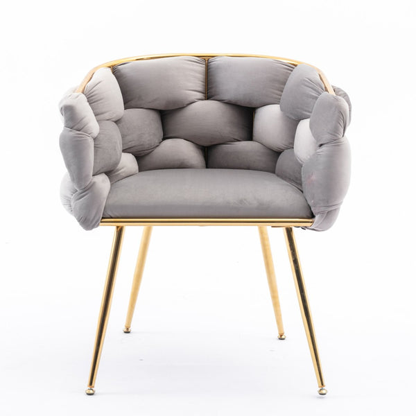 English Elm Luxury Velvet Accent Chair Sculptural Curved Seat for Bedroom Vanity or Sitting Area Gray W117067861