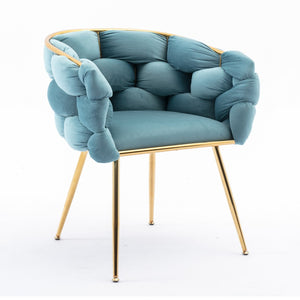 English Elm Luxury Velvet Accent Chairs Set of 2 with Gold Legs for Bedroom or Vanity Blue W1170109326