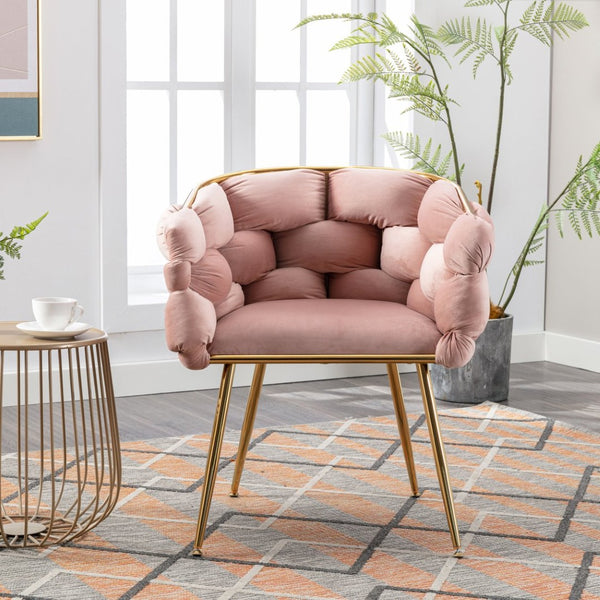 English Elm Luxury Velvet Accent Chairs Set of 2 with Gold Legs for Bedroom or Vanity Pink W1170109319