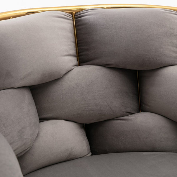 English Elm Luxury Velvet Accent Chair Sculptural Curved Seat for Bedroom Vanity or Sitting Area Gray W117067861