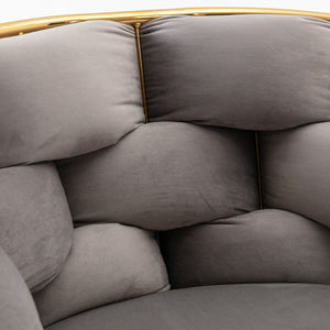 English Elm Luxury Velvet Accent Chairs Set of 2 with Gold Legs for Bedroom or Vanity Gray W1170109318