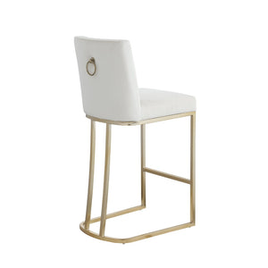 English Elm Woker Velvet Counter Stool with Gold Tipped Black Metal Legs for Kitchen Island Creamy White W156769738