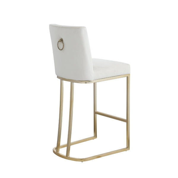 English Elm Woker Velvet Counter Stool with Gold Tipped Black Metal Legs for Kitchen Island Creamy White W156769738