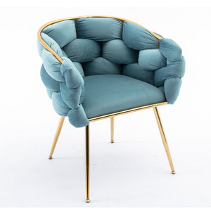 English Elm Luxury Velvet Accent Chairs Set of 2 with Gold Legs for Bedroom or Vanity Blue W1170109326
