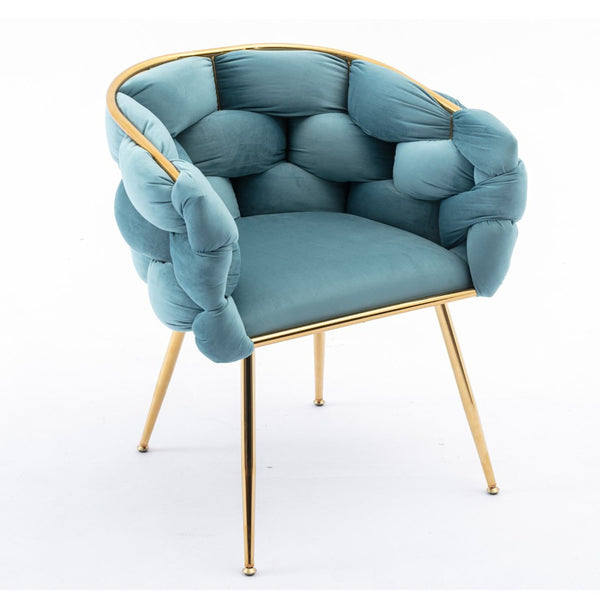 English Elm Luxury Velvet Accent Chairs Set of 2 with Gold Legs for Bedroom or Vanity Blue W1170109326