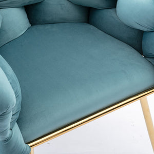 English Elm Luxury Velvet Accent Chairs Set of 2 with Gold Legs for Bedroom or Vanity Blue W1170109326