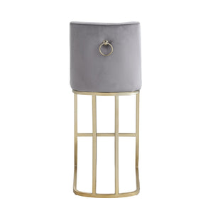 English Elm Woker Velvet Counter Stool with Gold Tipped Black Metal Legs for Kitchen Island Gray W156769739