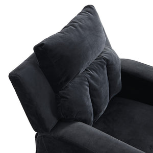 English Elm Kids Velvet Recliner with Headrest Footrest and Cup Holders for Playroom Lounging W31171306