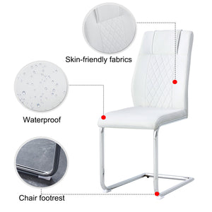 English Elm Modern Padded Dining Chair with Faux Leather Upholstery and Metal Legs — Comfortable, Easy Assembly, Floor-Protecting Feet, Set of 4 White W115168230