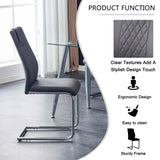 English Elm Modern Dining Chairs With Faux Leather Padded Seat Dining Living Room Chairs Upholstered Chair With Metal Legs Design For Kitchen, Living, Bedroom, Dining Room Side Chairs Set Of 8 (Grey+Pu)C-001