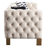 English Elm Chesterfield Modern Tufted Velvet Living Room Sofa, 84.25''W Couch,Cream