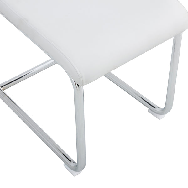 English Elm Modern Padded Dining Chair with Faux Leather Upholstery and Metal Legs — Comfortable, Easy Assembly, Floor-Protecting Feet, Set of 4 White W115168230