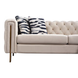 English Elm Chesterfield Modern Tufted Velvet Living Room Sofa, 84.25''W Couch,Cream