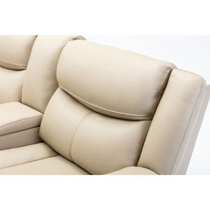 English Elm Breathable Cream Leather Manual Reclining Sofa - 3-Seater For Cozy Living Room Comfort & Style W79164348