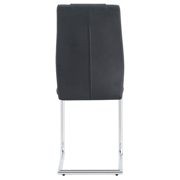 English Elm Modern Pu Leather Upholstered Dining Chairs Set of 8 with Chrome Metal Legs for Kitchen Black W1151S00423
