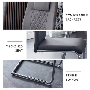 English Elm Modern Pu Leather Upholstered Dining Chairs Set of 8 with Chrome Metal Legs for Kitchen Grey W1151S00425