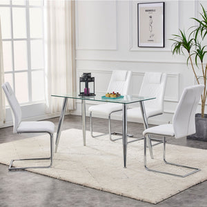 English Elm Modern Padded Dining Chair with Faux Leather Upholstery and Metal Legs — Comfortable, Easy Assembly, Floor-Protecting Feet, Set of 4 White W115168230