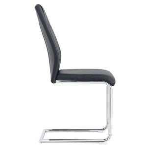 English Elm Modern Pu Leather Upholstered Dining Chairs Set of 8 with Chrome Metal Legs for Kitchen Black W1151S00423